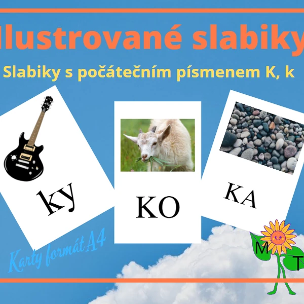 Ilustrované slabiky s písmenem K, k