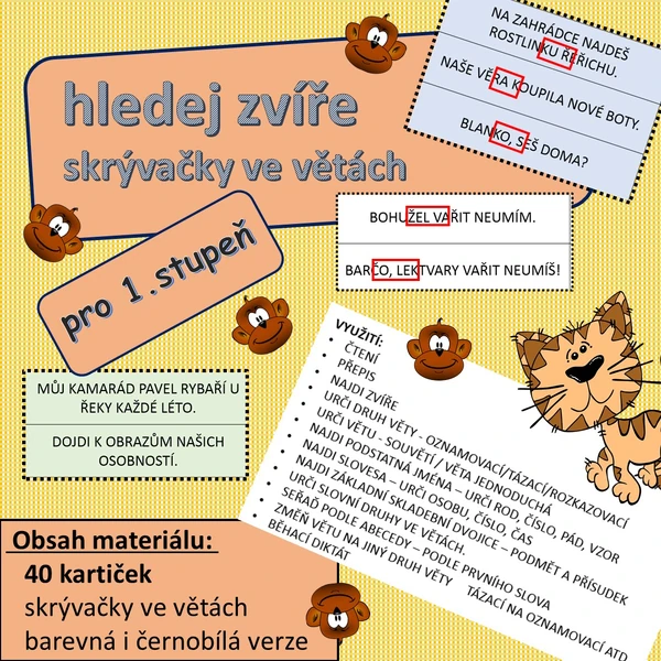 Najdi zvíře ve větách