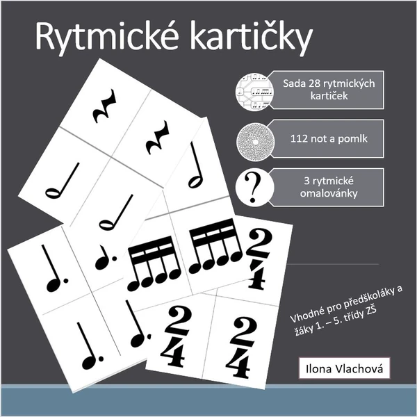 Rytmické kartičky (sada 112 not i pomlk)