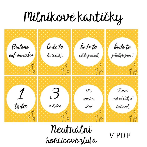 Milníkové kartičky - hořčicová