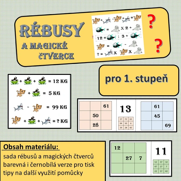 rébusy a magické čtverce pro 1. stupeň