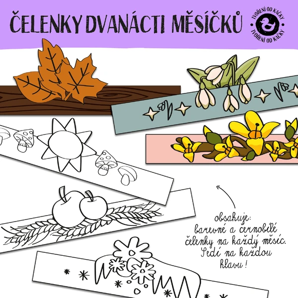 Čelenky vystřihovánky - O DVANÁCTI MĚSÍČKÁCH