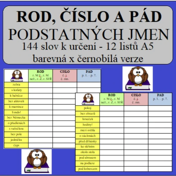 ROD, ČÍSLO a PÁD podstatných jmen
