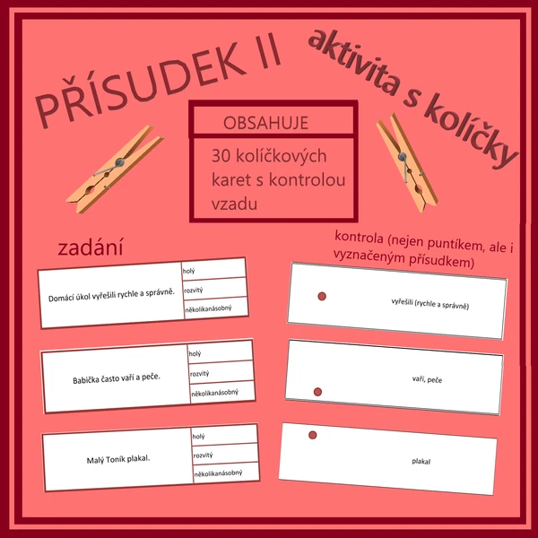 Přísudek II – druhy s kolíčky (holý, rozvitý, několikanásobný)