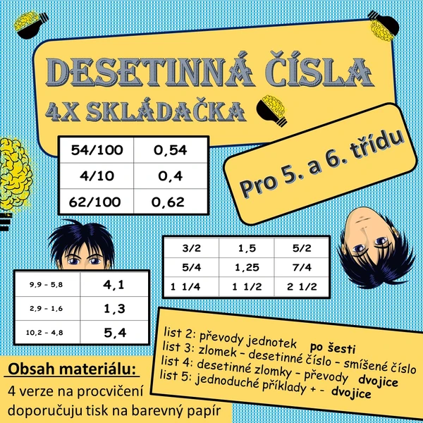Desetinná čísla - skládačka