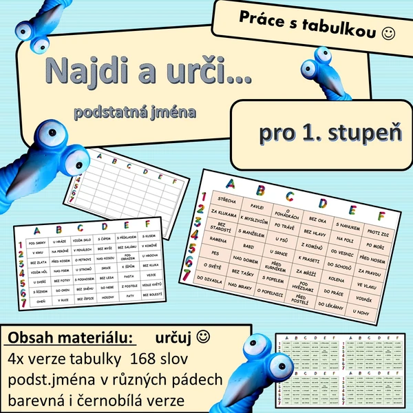 Najdi a urči - rod, číslo, pád, vzor