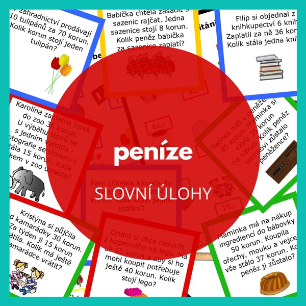 slovní úlohy s penězi do 100,-