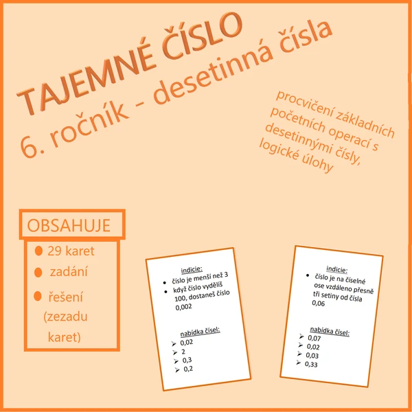 Tajemné číslo - 6. ročník - desetinná čísla