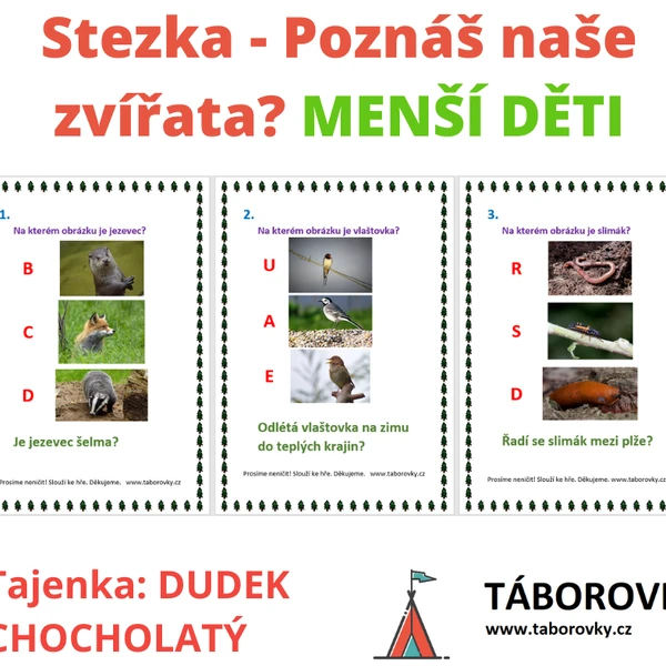 Stezka - Poznáš naše zvířata menší děti