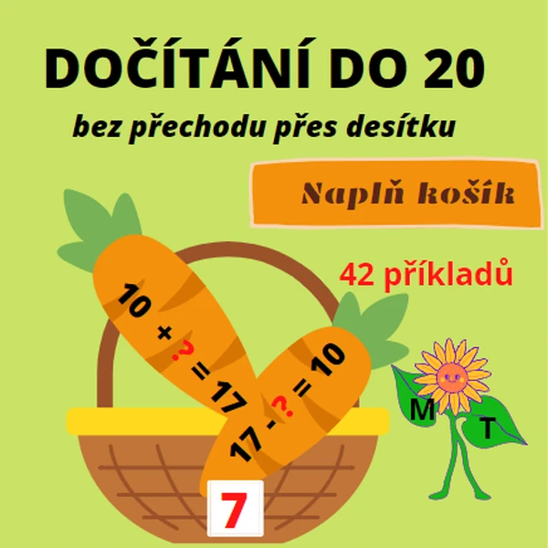 Naplň košík - dočítání do 20 bez přechodu přes desítku