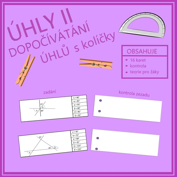Úhly II – dopočítávání úhlů s kolíčky