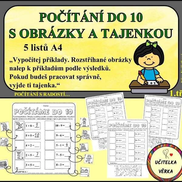 POČÍTÁNÍ DO 10 S OBRÁZKY A TAJENKOU