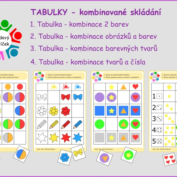 Tabulky - kombinované skládání, 4 ks