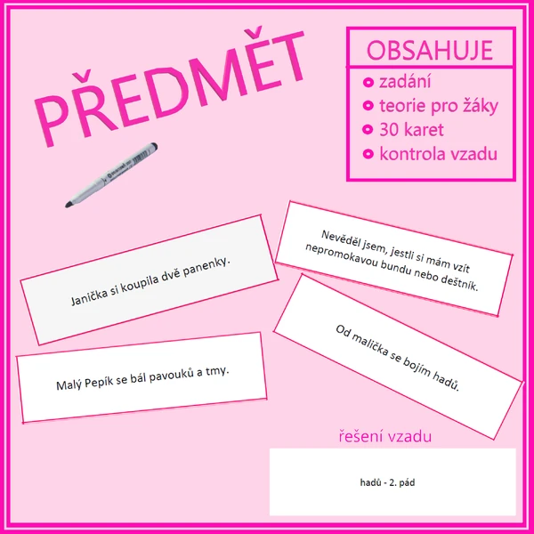Předmět - určování ve větě, určení pádu