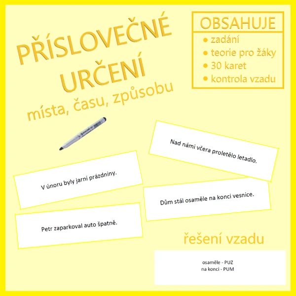 Příslovečné určení – určování ve větě