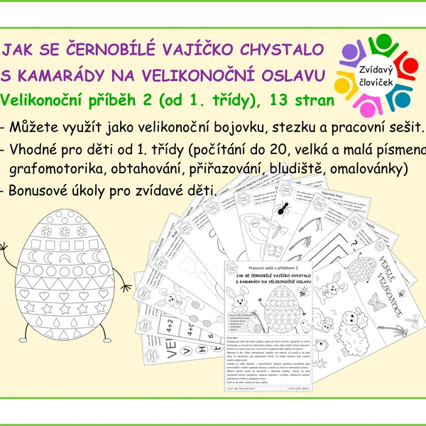 VELIKONOČNÍ PRACOVNÍ SEŠIT ZŠ s příběhem o černobílém vajíčku