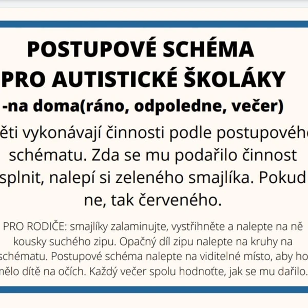 POSTUPOVÉ SCHÉMA PRO AUTISTICKÉ DĚTI-na doma