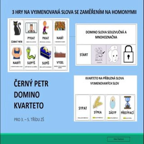 3 hry na vyjmenovaná slova se zaměřením na homonymii