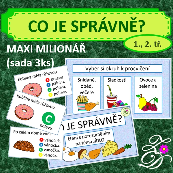 Co je správně? - sada 3 ks milionáře
