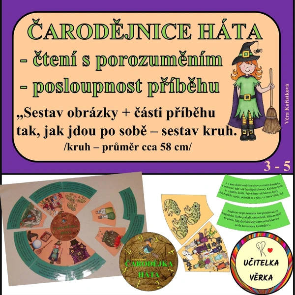 ČARODĚJNICE HÁTA - čtení s porozuměním + posloupnost příběhu - KRUH 