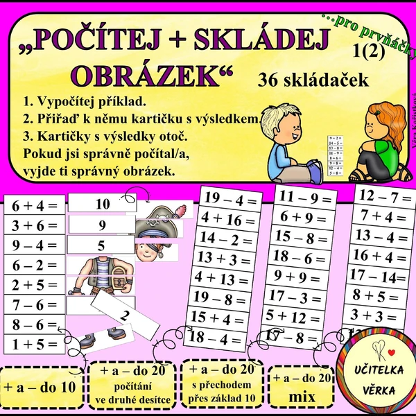 "POČÍTEJ + SKLÁDEJ OBRÁZEK" - pro prvňáčky