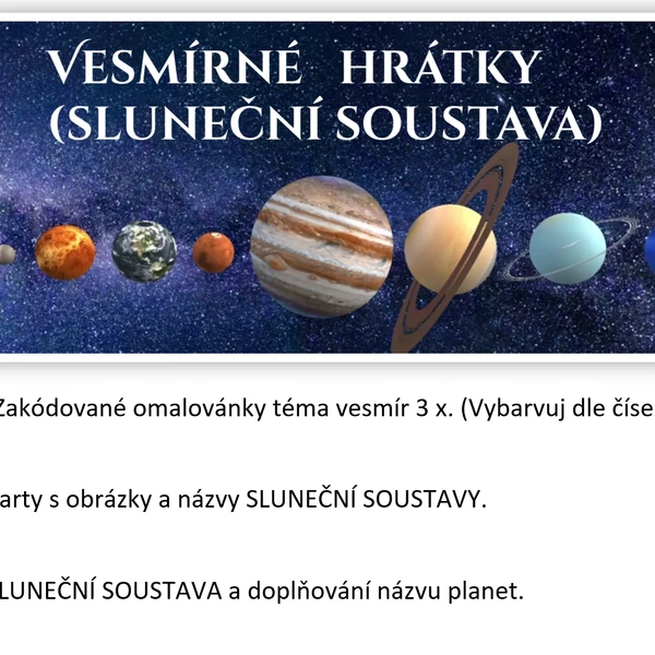 VESMÍRNÉ HRÁTKY - SLUNEČNÍ SOUSTAVA