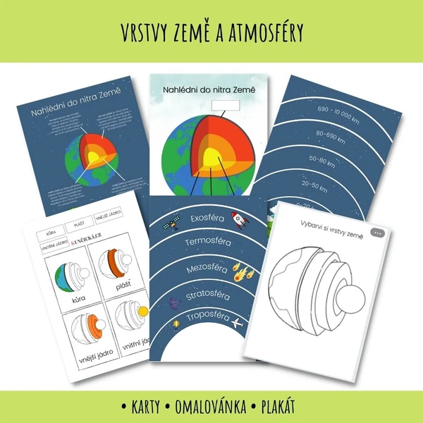 Vrstvy Země a atmosféry - pracovní listy