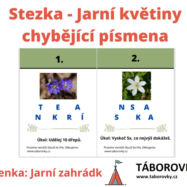 Stezka - Jarní květiny chybějící písmena