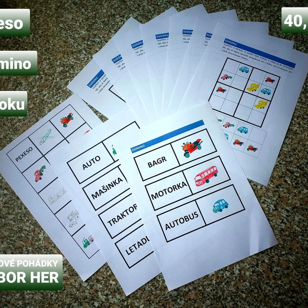 Dopravní prostředky-pexeso,domino,sudoku