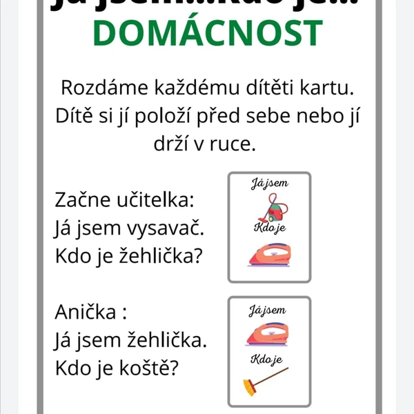 hra JÁ JSEM..., KDO JE.... DOMÁCNOST