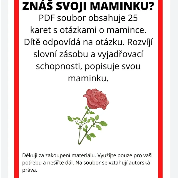 KARTY-ZNÁŠ SVOJI MAMINKU?