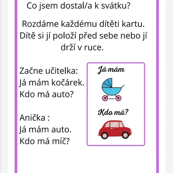 Karetní hra -Já mám, kdo má - HRAČKY
