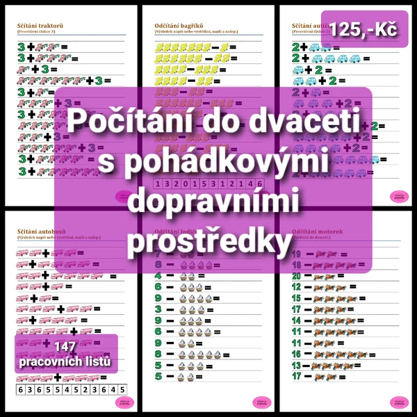 Počítání do dvaceti s pohádkovými dopravními prostředky