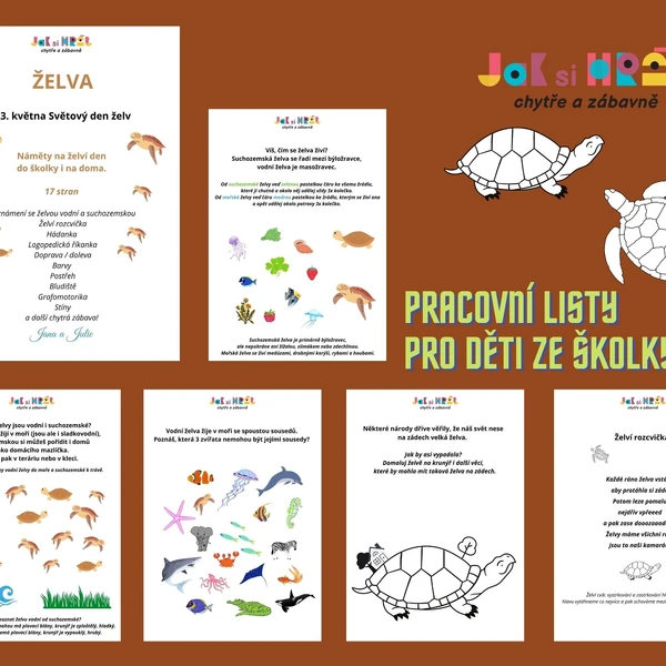 ŽELVA - PRACOVNÍ LISTY PRO MŠ (+NÁMĚTY NA ŽELVÍ DEN)