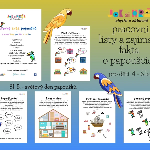 PAPOUŠCI - pracovní listy pro MŠ a 1.třídu