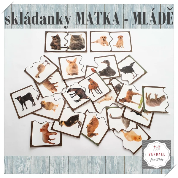 Dvojdílné skládanky MATKA A MLÁDĚ