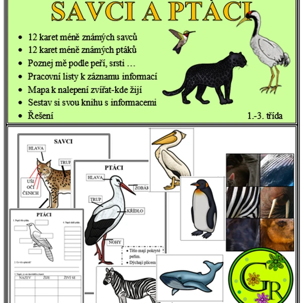 Savci a ptáci pro malé školáky