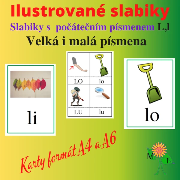 Ilustrované slabiky s písmenem L, l