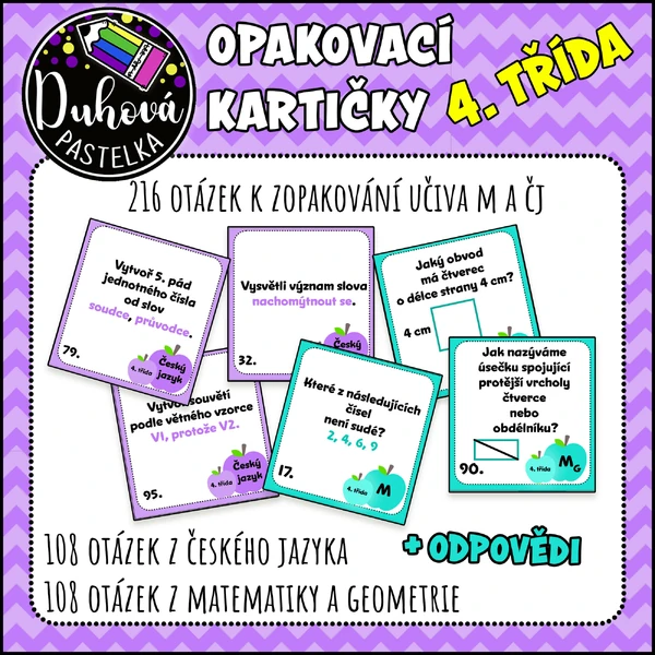 Opakovací kartičky ze 4. třídy
