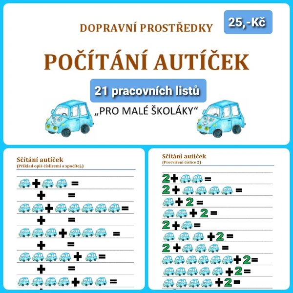 Počítání do dvaceti s pohádkovými autíčky