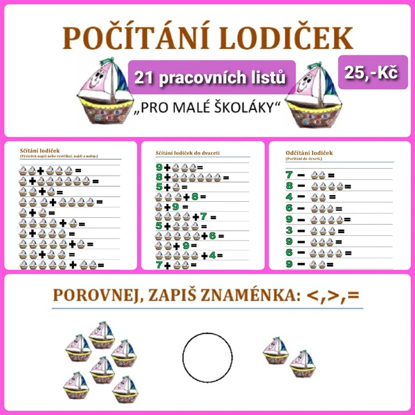 Počítání do dvaceti s pohádkovými lodičkami