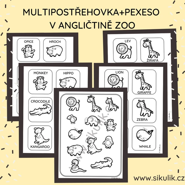 Omalovánkové Anglické Pexeso ZOO