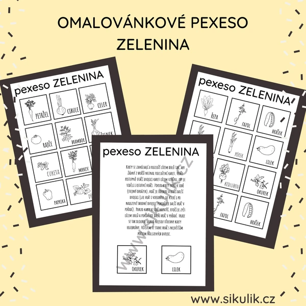 OMALOVÁNKOVÉ PEXESO ZELENINA