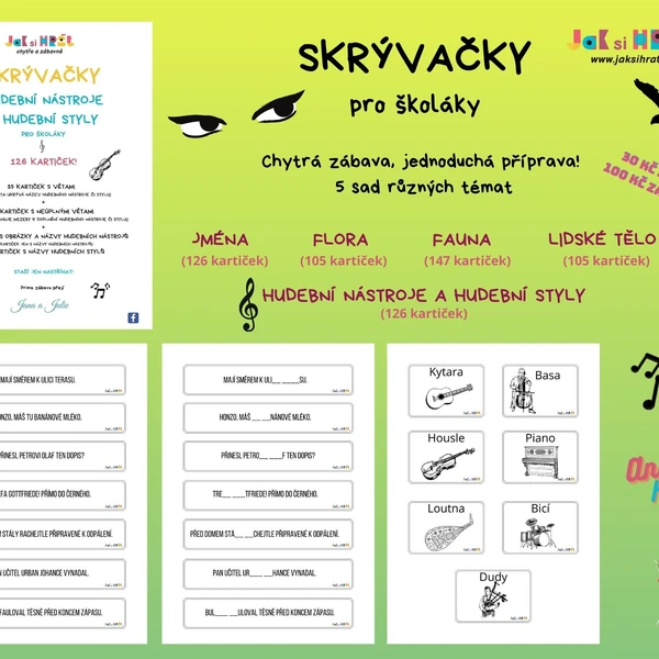 SKRÝVAČKY - hudební nástroje a hudební styly 