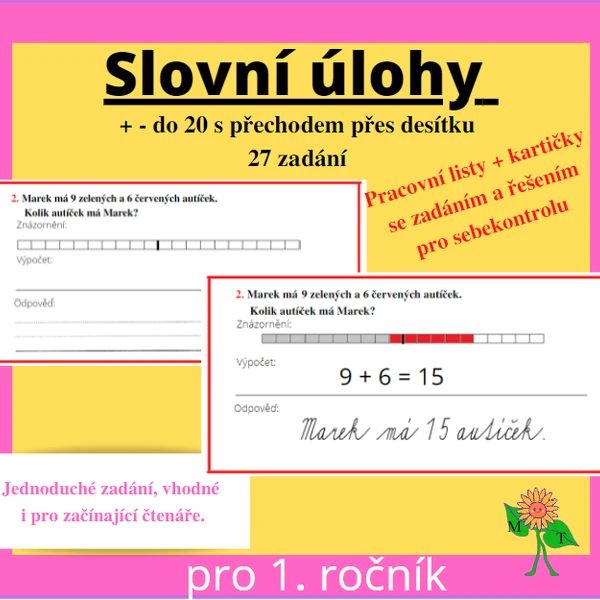 Slovní úlohy do 20 s přechodem přes desítku
