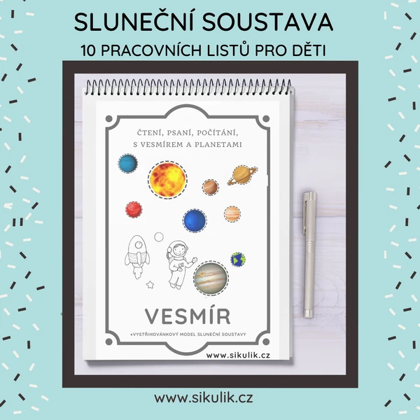 SLUNEČNÍ SOUSTAVA Čtení, Psaní, Počítání+ Vystřihovánkový Model