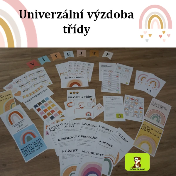 Boho výzdoba třídy (od 1. do 9.) + slovní druhy
