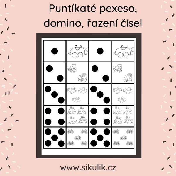 PUNTÍKATÉ PEXESO, DOMINO, ŘAZENÍ