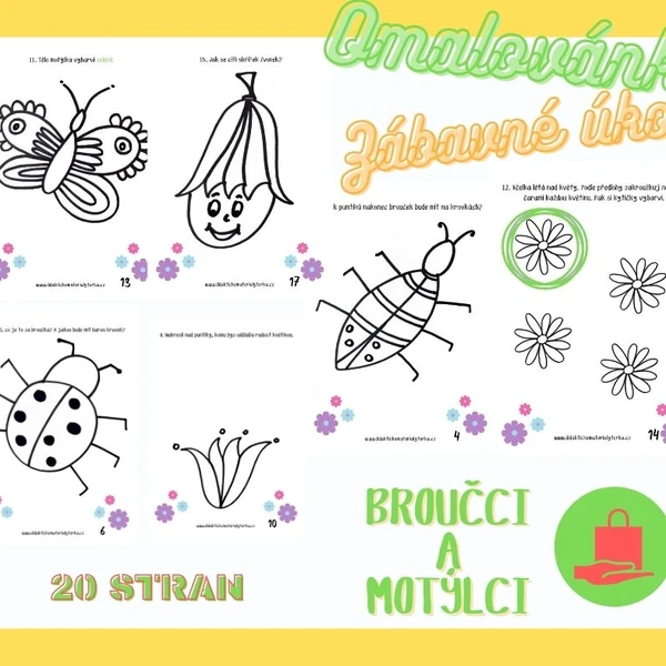 Motýli a broučci - zábavné listy