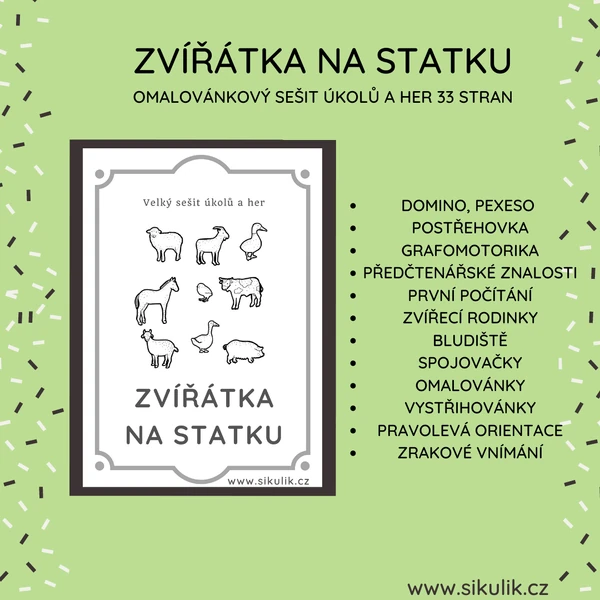 Velký Sešit Úkolů A Her Zvířátka Ze Statku